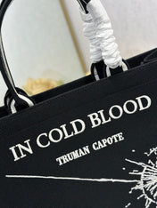 DIOR 26S BOOK TOTE BAG 42 IN BLACK EMBROIDERED LETTERING FABRIC