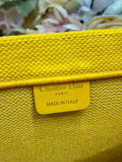 DIOR 26S BOOK TOTE BAG 36 IN YELLOW EMBROIDERED LETTERING FABRIC