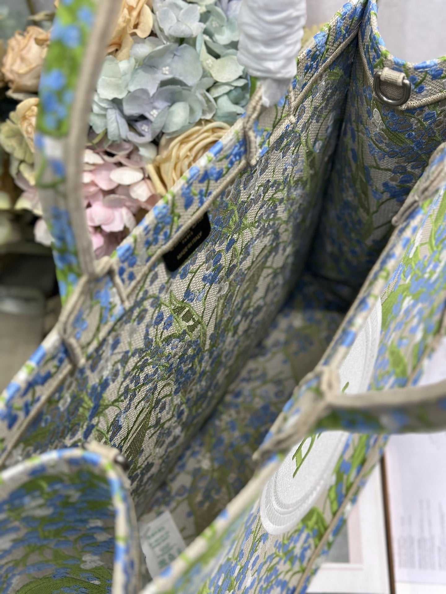 DIOR 26S BOOK TOTE BAG 42 IN  MUTICOLOR BAYADERE FABRIC