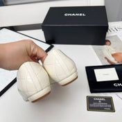 CHANEL 25S DANCE SHOES WITH PRINTED LOGO IN WHITE CALFSKIN