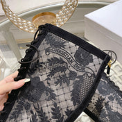NAUGHTILY-D BOOT BLACK TRANSPARENT MESH AND SUEDE EMBROIDERED WITH ROSES MOTIF 35 MM