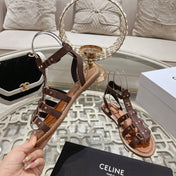 CLEA TRIOMPHE GLADIATOR SANDAL IN CHOCOLATE BROWN CALFSKIN - VEGETAL TANNING