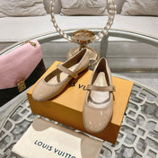 MARY JANE SHOES IN LINEN TAN PATENT CALFSKIN