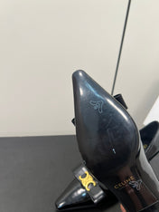 TRIOMPHE POINTED-TOE HIGH PUMPS IN BLACK SHINY CALFSKIN