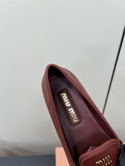 LOAFERS WITH BOW IN RED BROWN SHEEPSKIN