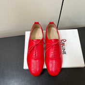 CELINE 26S MINIMAL LACE-UP SHOES IN RED CALFSKIN
