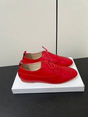 CELINE 26S MINIMAL LACE-UP SHOES IN RED CALFSKIN