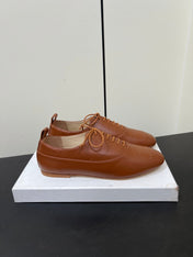 CELINE 26S MINIMAL LACE-UP SHOES IN BROWN CALFSKIN