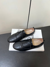 CELINE 26S MINIMAL LACE-UP SHOES IN BLACK CALFSKIN