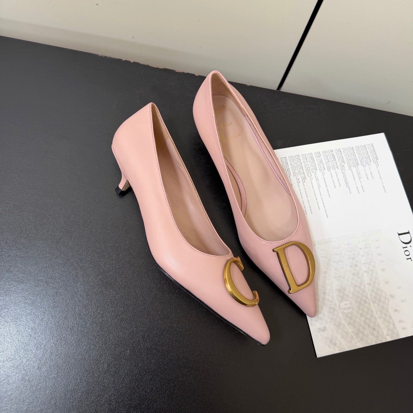 DIOR 26S POINTED-TOE HIGH HEELS 35MM IN PINK CALFSKIN GOLD HARDWARE