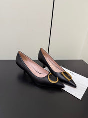 DIOR 26S POINTED-TOE HIGH HEELS 35MM IN BLACK CALFSKIN GOLD HARDWARE