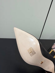 DIOR 26S POINTED-TOE HIGH HEELS 70MM IN BLACK CALFSKIN GOLD HARDWARE