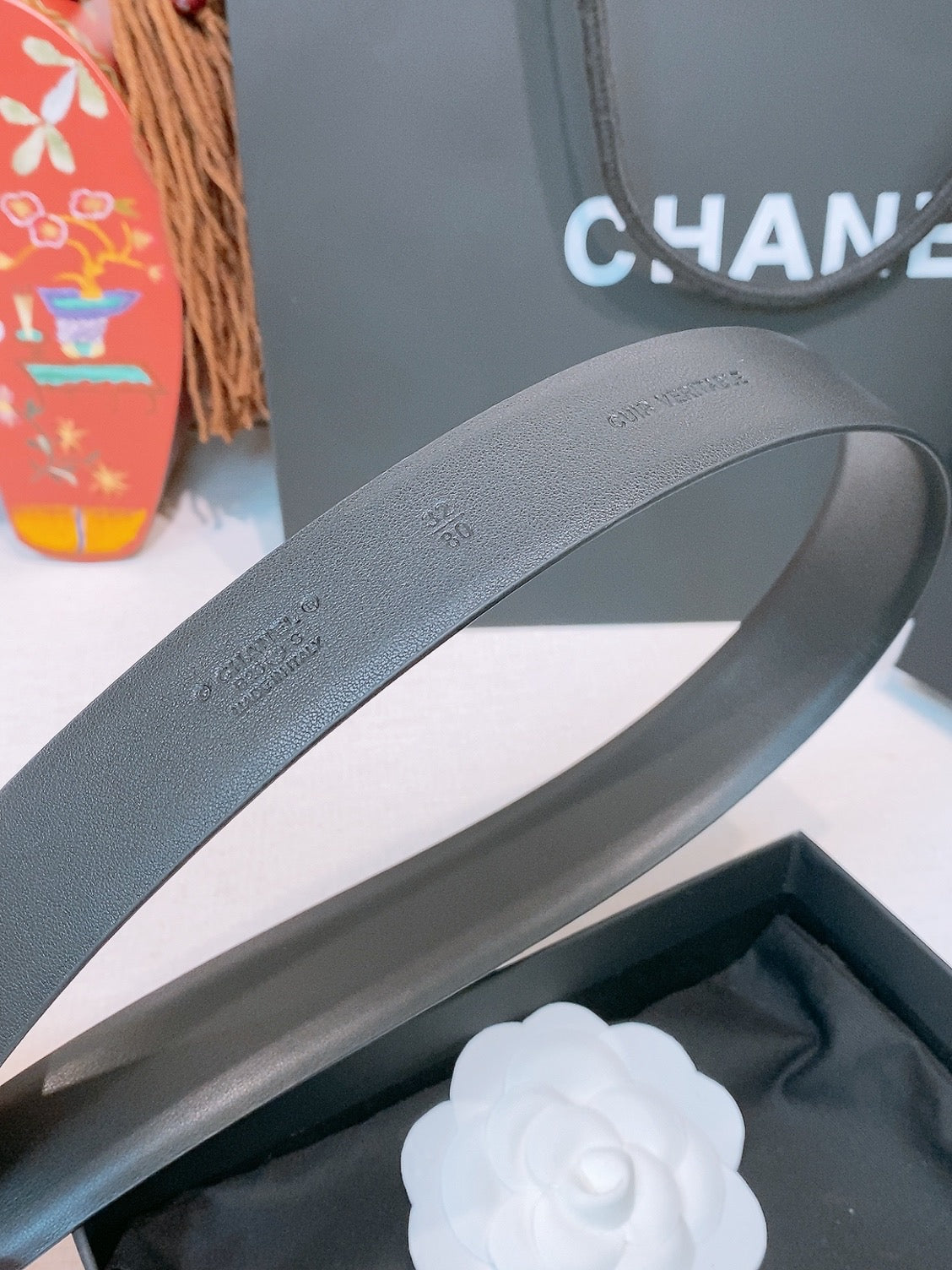 CHANEL 26S BELT 30 MM IN BLACK CALFSKIN 632138