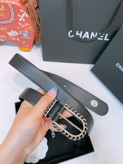 CHANEL 26S BELT 30 MM IN BLACK CALFSKIN 632138