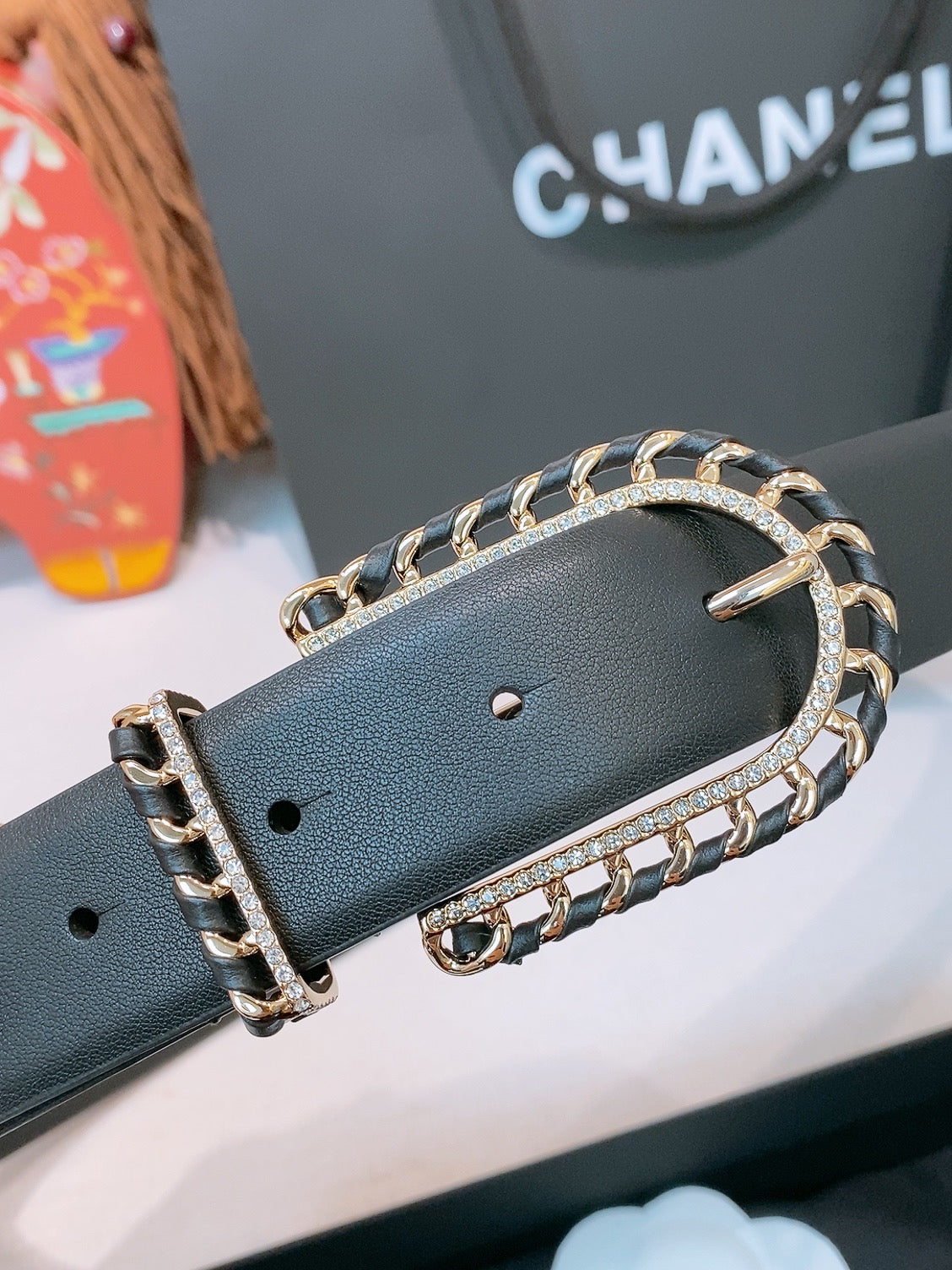 CHANEL 26S BELT 30 MM IN BLACK CALFSKIN 632138