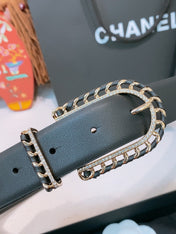 CHANEL 26S BELT 30 MM IN BLACK CALFSKIN 632138