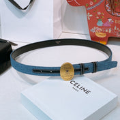 CELINE 26S BELT 25 MM IN BLUE DENIM AND BLACK CALFSKIN 631596