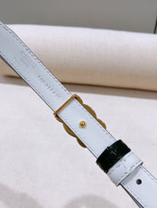 CELINE 26S REVERSIBLE BELT 18 MM IN WHITE AND BLACK CALFSKIN 656086