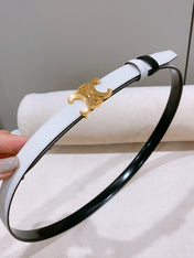 CELINE 26S REVERSIBLE BELT 18 MM IN WHITE AND BLACK CALFSKIN 656086