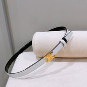 CELINE 26S REVERSIBLE BELT 18 MM IN WHITE AND BLACK CALFSKIN 656086