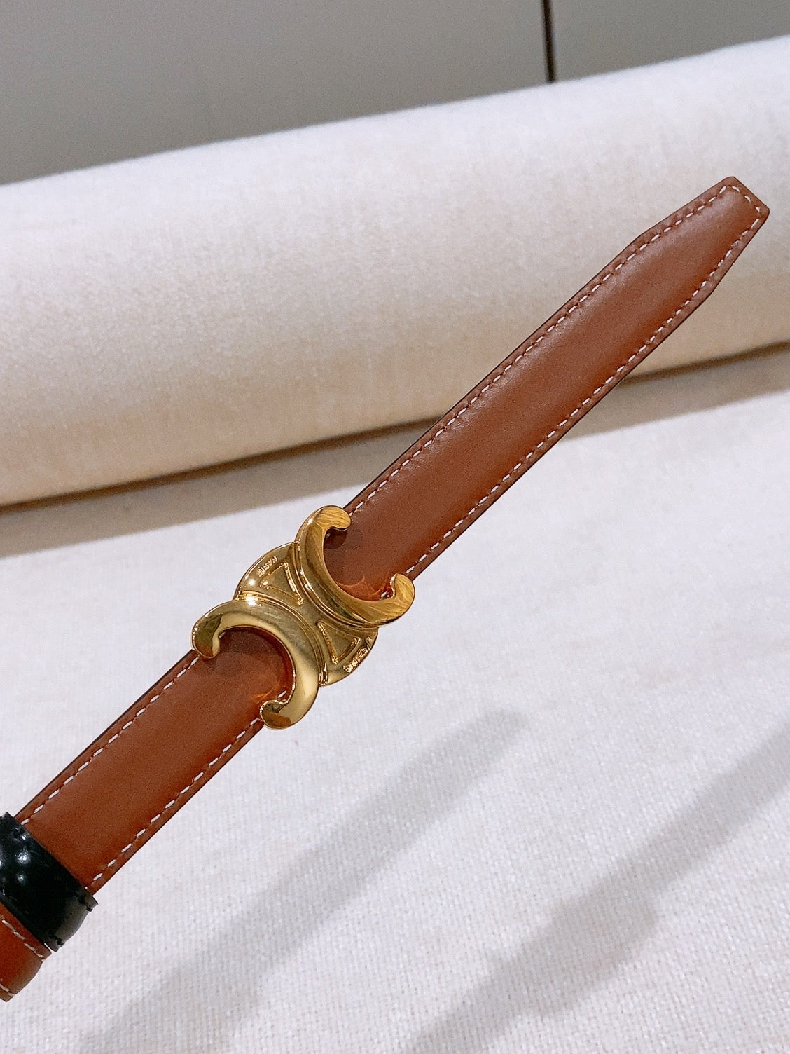 CELINE 26S REVERSIBLE BELT 18 MM IN BLACK AND BROWN CALFSKIN 656089