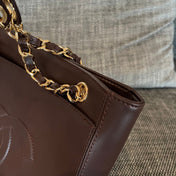 CHANEL 26S FLAP SHOULDER BAG 26 IN DARK BROWN LAMBSKIN GOLD HARDWARE