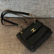 CHANEL 26S FLAP SHOULDER BAG 26 IN BLACK CAVIAR CALFSKIN GOLD HARDWARE
