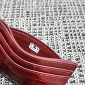 CHANEL 26S WALLET 12 IN DARK RED CROCODILE-EMBOSSED CALFSKIN