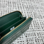 CHANEL 26S ZIPPER WALLET 11 IN DARK GREEN CROCODILE-EMBOSSED CALFSKIN