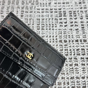 CHANEL 26S FLAP WALLET 11 IN BLACK CROCODILE-EMBOSSED CALFSKIN STYLE 2
