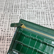 CHANEL 26S FLAP WALLET 11 IN DARK GREEN CROCODILE-EMBOSSED CALFSKIN STYLE 3