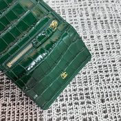 CHANEL 26S FLAP WALLET 11 IN DARK GREEN CROCODILE-EMBOSSED CALFSKIN STYLE 3