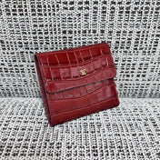 CHANEL 26S FLAP WALLET 11 IN DARK RED CROCODILE-EMBOSSED CALFSKIN STYLE 4