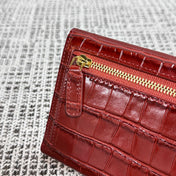 CHANEL 26S FLAP WALLET 11 IN DARK RED CROCODILE-EMBOSSED CALFSKIN STYLE 4