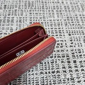 CHANEL 26S ZIPPER WALLET 11 IN DARK RED CROCODILE-EMBOSSED CALFSKIN