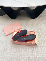 BOW MARY JANE FLAT IN RED NAPLAK LAMBSKIN