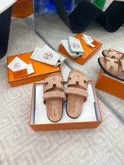 HM CHYPRE SANDALS IN DARK BEIGE SUEDE