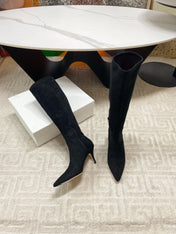 THE ROW HIGH BOOTS 85MM IN BLACK SUEDE