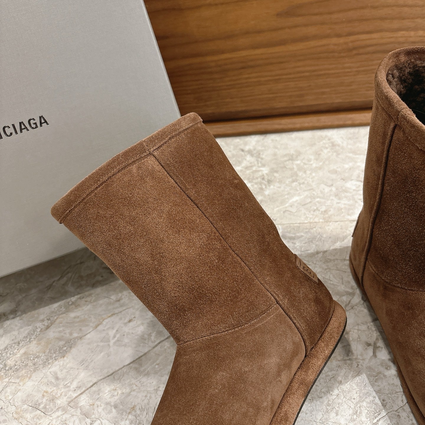 BALENCIAGA 25S ALASKA ANKLE BOOTS IN BROWN SUEDE