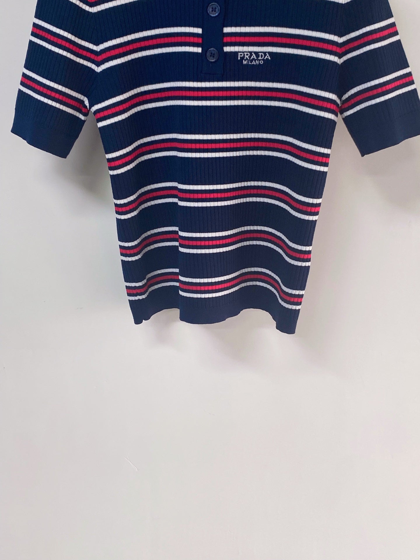 PRADA 26S SHORT-SLEEVED KNIT POLO SHIRT STYLE 892