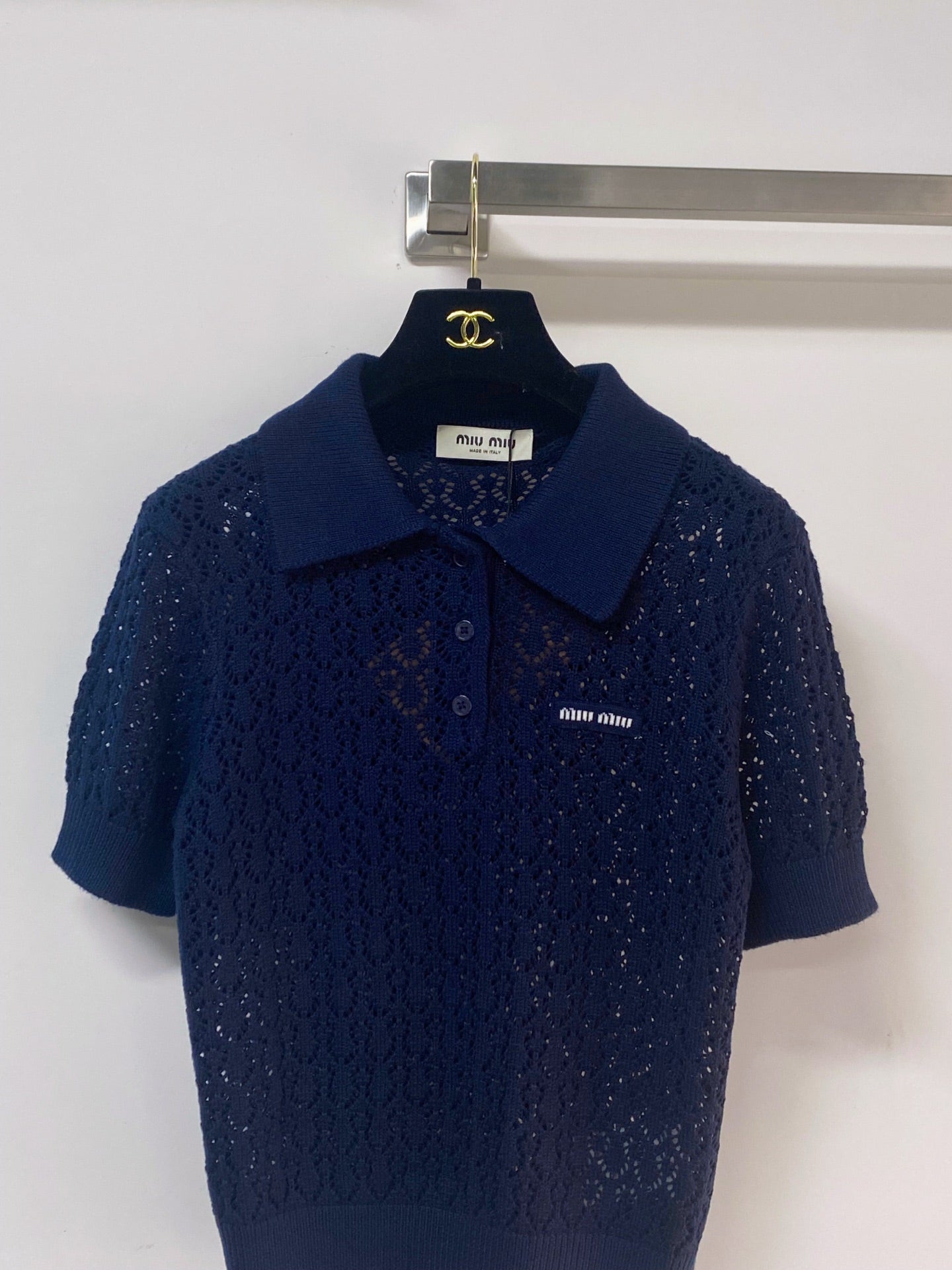MIUMIU 26S SHORT-SLEEVED KNIT POLO SHIRT STYLE 1138