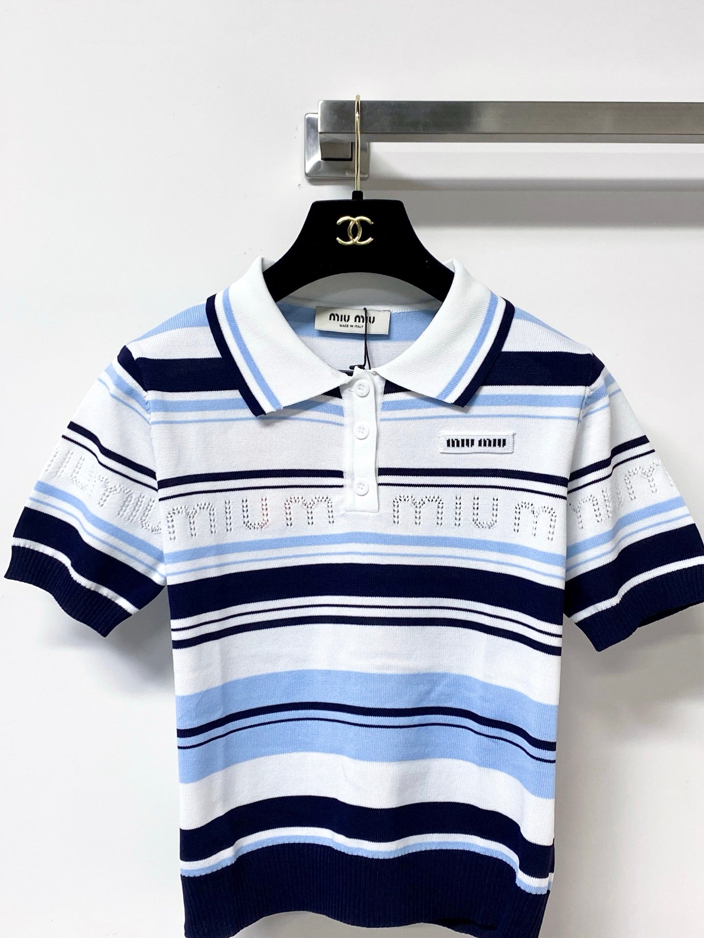 MIUMIU 26S SHORT-SLEEVED KNIT POLO SHIRT STYLE 1122