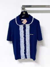 MIUMIU 26S SHORT-SLEEVED KNIT POLO SHIRT STYLE 1053