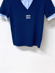 MIUMIU 26S SHORT-SLEEVED KNIT POLO SHIRT STYLE 1055