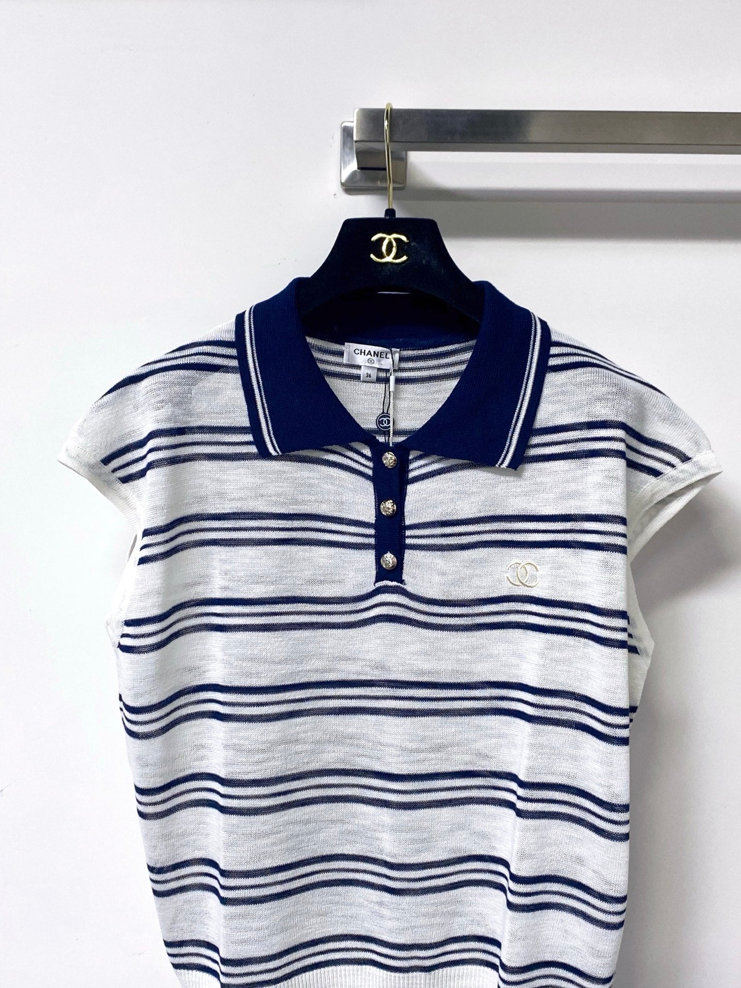 CHANEL 26S SHORT-SLEEVED KNIT POLO SHIRT STYLE 1178