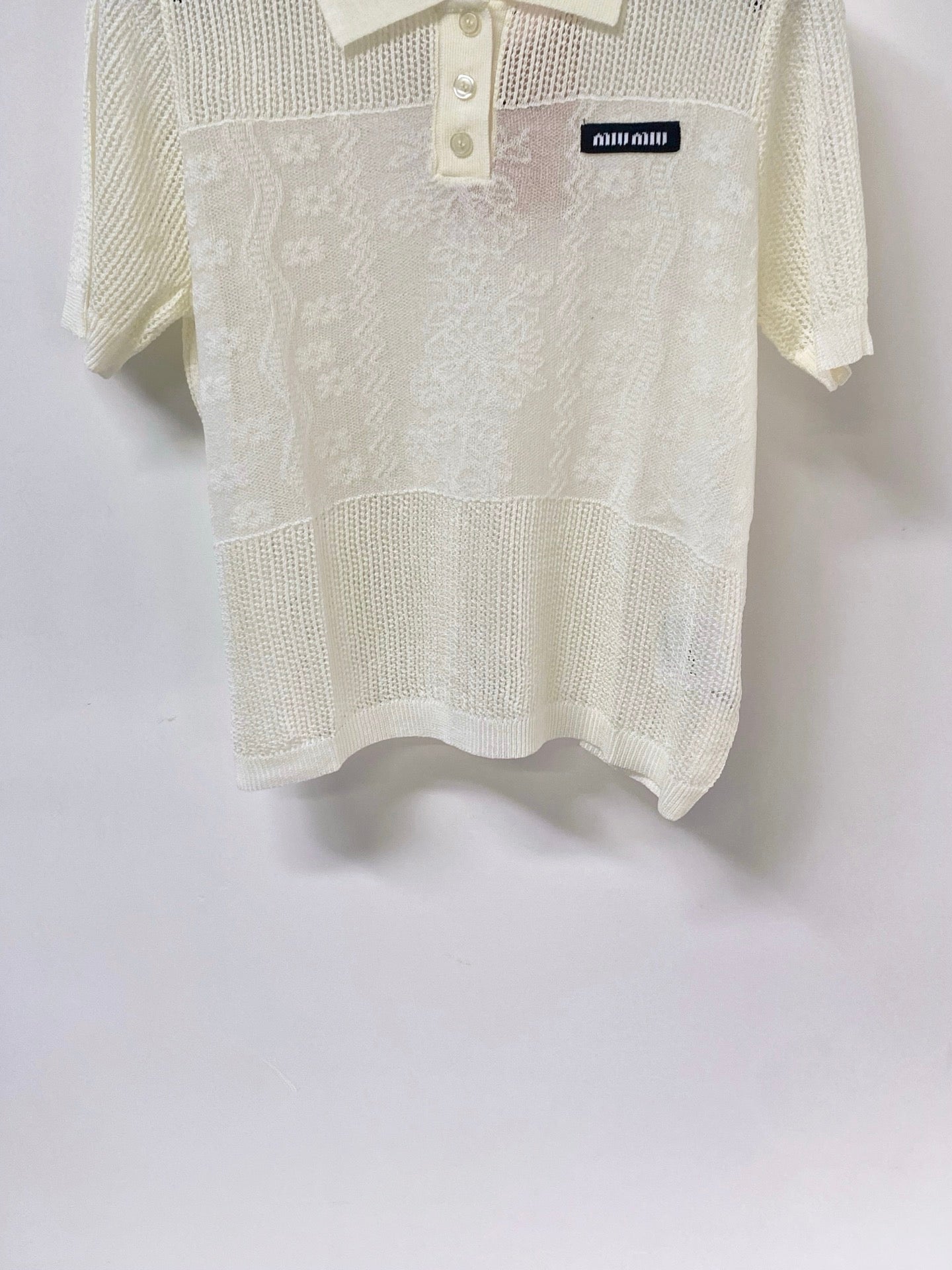 MIUMIU 26S KNIT SHORT SLEEVE POLO SHIRT 1219