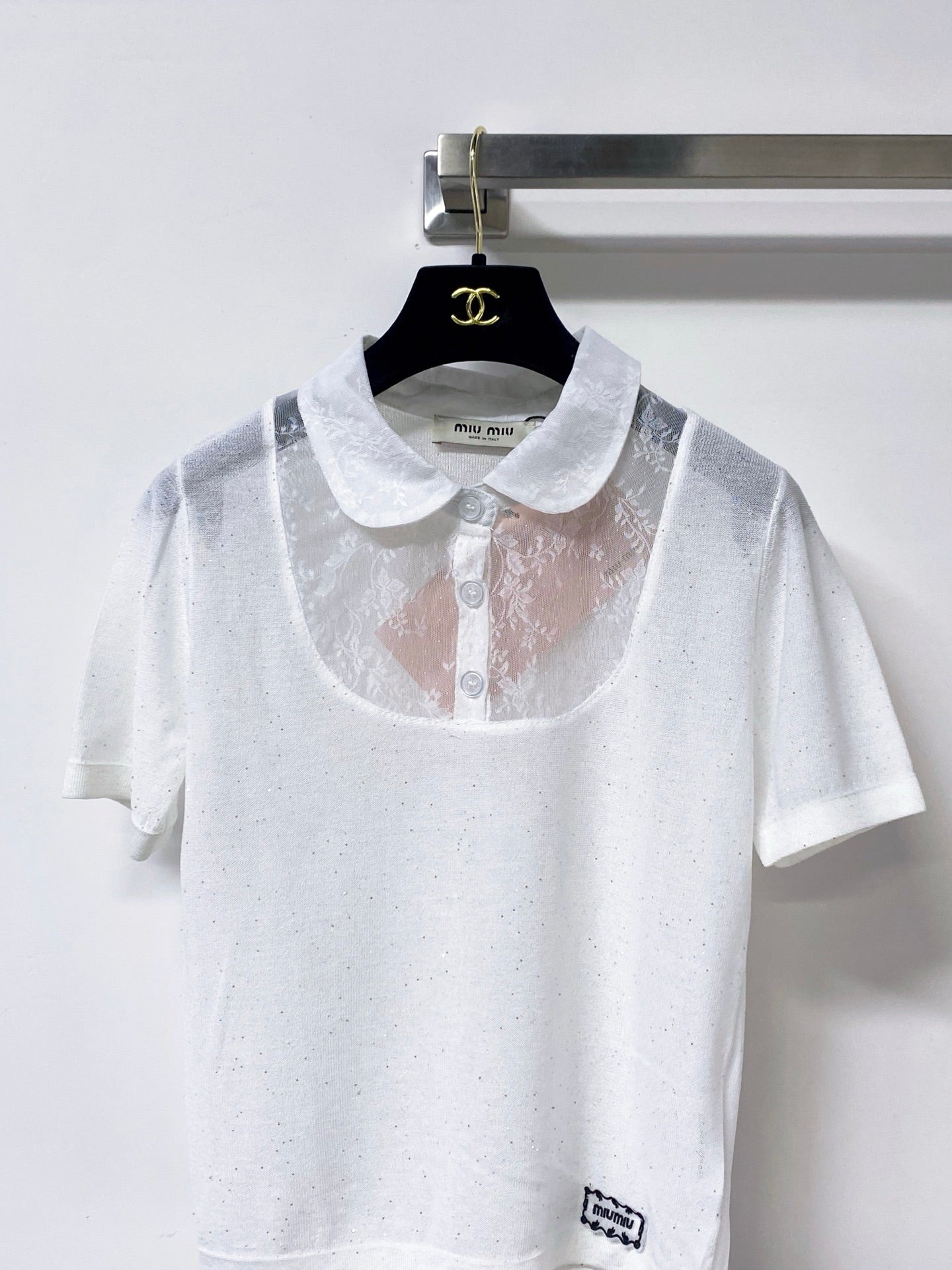 MIUMIU 26S RUFFLED COLLAR POLO SHIRT 1153