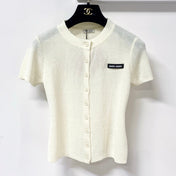 MIUMIU 26S SHORT SLEEVE KNIT CARDIGAN TOP 1240