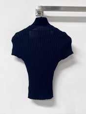 CHANEL 26S SHORT SLEEVE V-NECK KNIT TOP STYLE 1240