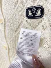 VALENTINO 26S OPENWORK KNIT BUTTON CARDIGAN 382